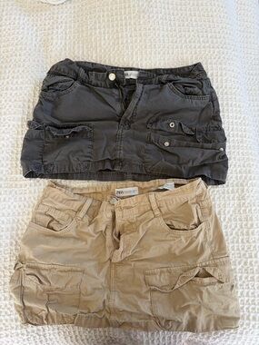 Zara Charcoal Gray & Beige Utility Skirts - Two-Pack
